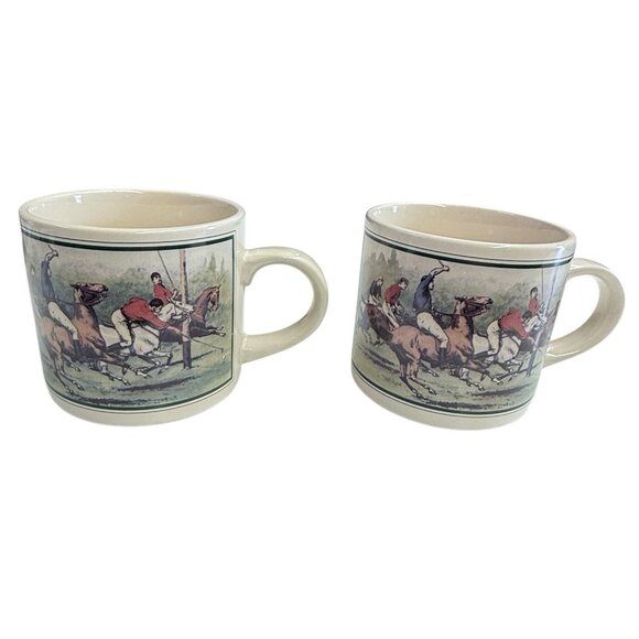 Vintage Ralph Lauren Polo Equestrian Coffee Mugs Cups Set of 4 - Picture 4 of 10
